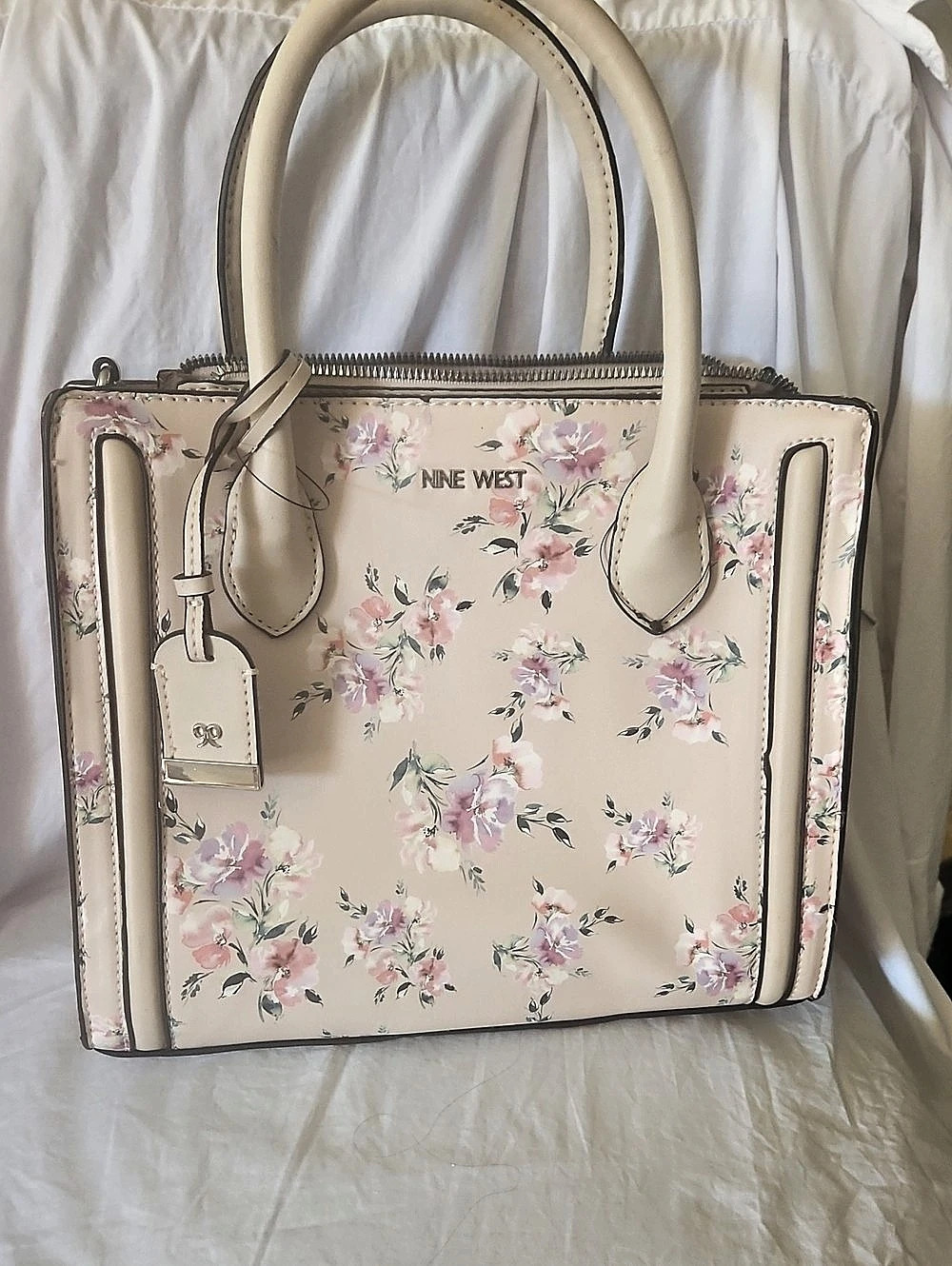 Nine West Floral Tote Bag in Pink & White